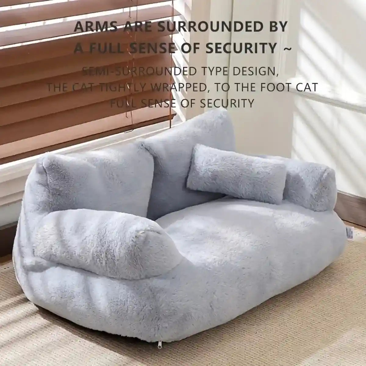 Plush Sofa Cat Bed for Indoor Pets Comfy Nest for Cats & Small Dogs