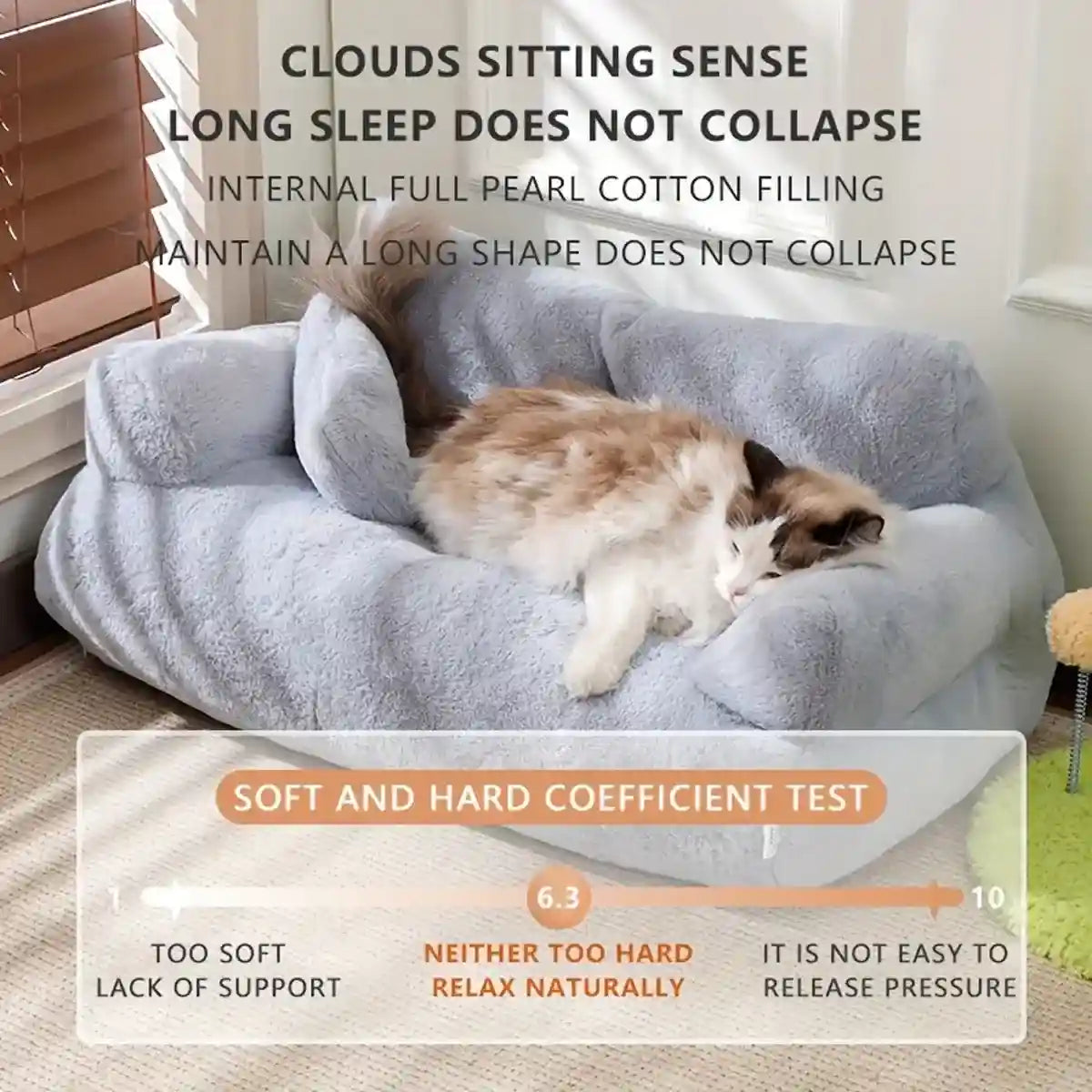 Plush Sofa Cat Bed for Indoor Pets Comfy Nest for Cats & Small Dogs