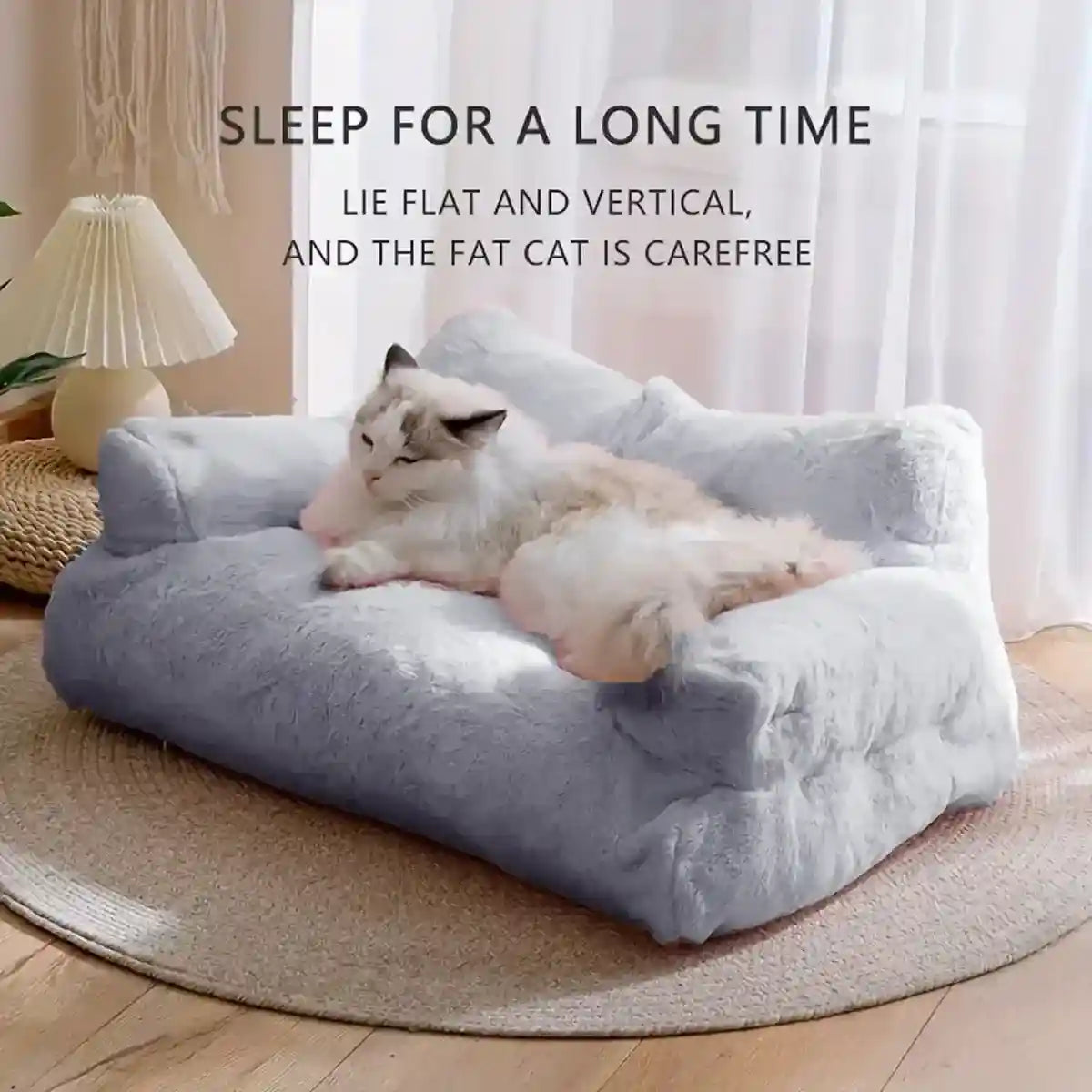 Plush Sofa Cat Bed for Indoor Pets Comfy Nest for Cats & Small Dogs