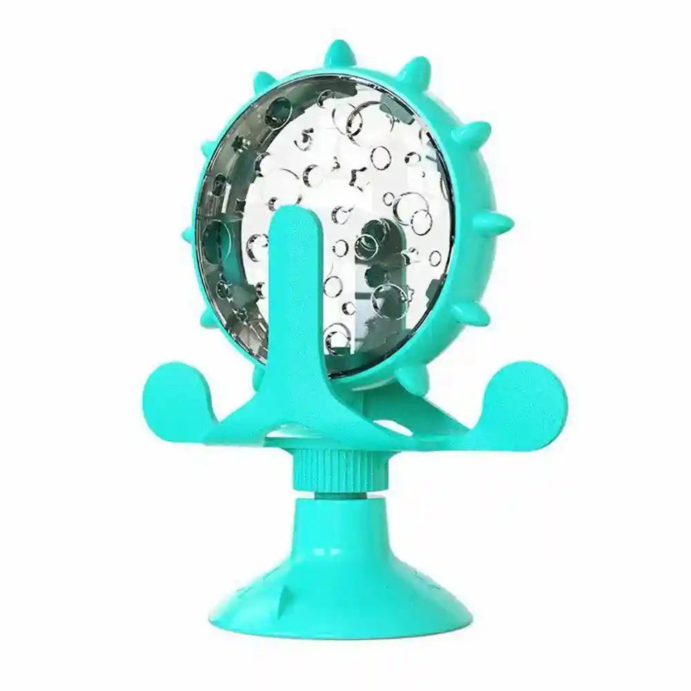 Rotating Cat Treat Dispenser Toy with Suction Cups