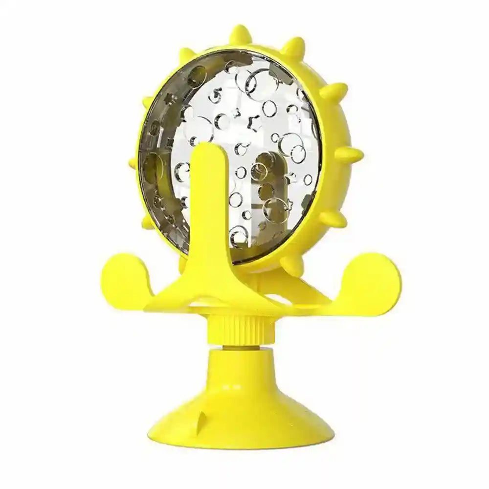 Rotating Cat Treat Dispenser Toy with Suction Cups