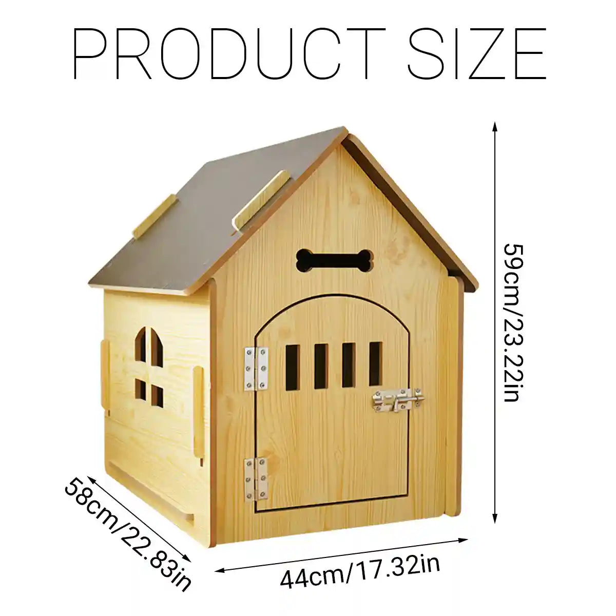 Wooden Pet House Detachable Dog Bed Cat House for Indoor Outdoor Use