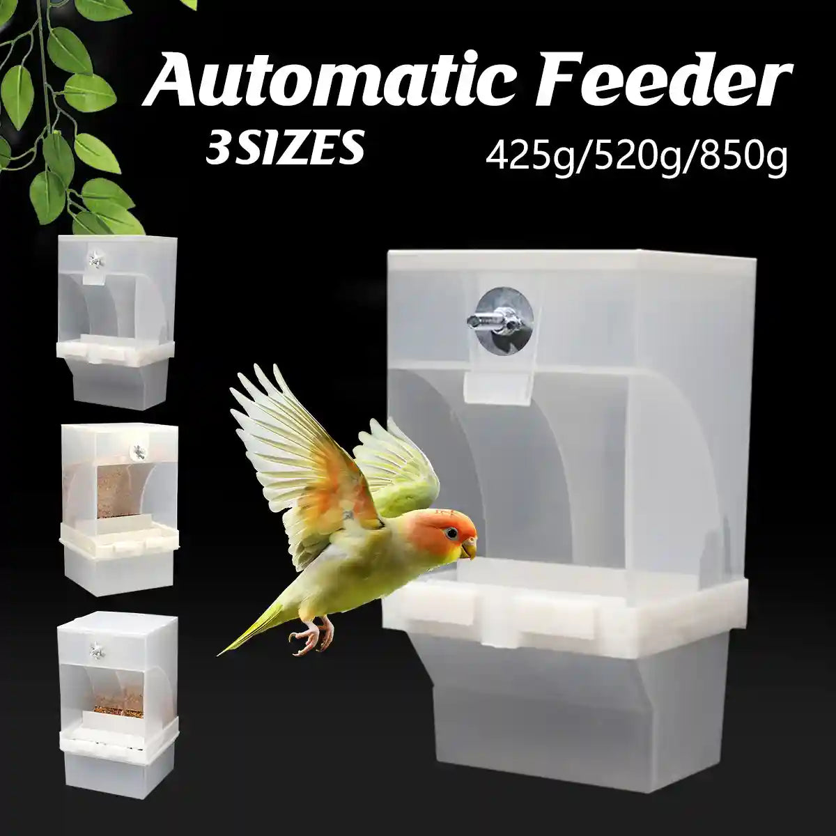 Automatic Bird Feeder with Double Grid and Easy-Clean Tray