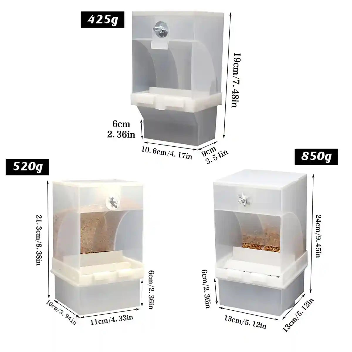 Automatic Bird Feeder with Double Grid and Easy-Clean Tray