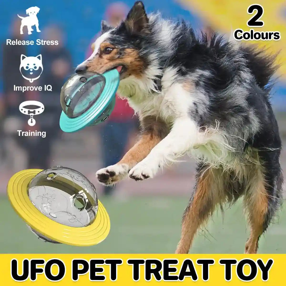 UFO Pet Treat Toy Interactive Food Dispenser for Dogs & Cats