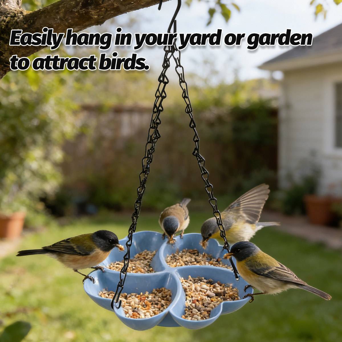 Hanging Bird Feeder Tray With Chain Hook Outdoor Bird Feeding Dish