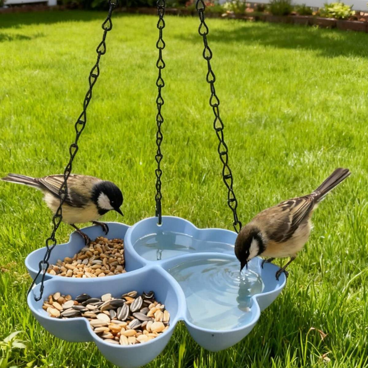 Hanging Bird Feeder Tray With Chain Hook Outdoor Bird Feeding Dish