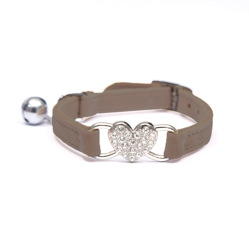 Designer Pet Collars For Dogs and Cats With Heart Crystal  6 Colours