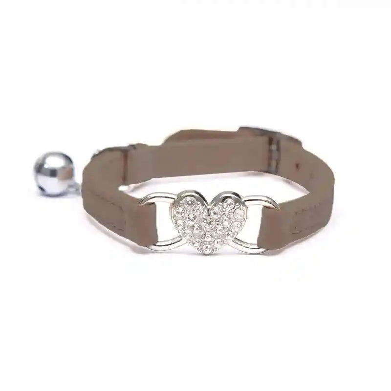 Designer Pet Collars For Dogs and Cats With Heart Crystal 6 Colours