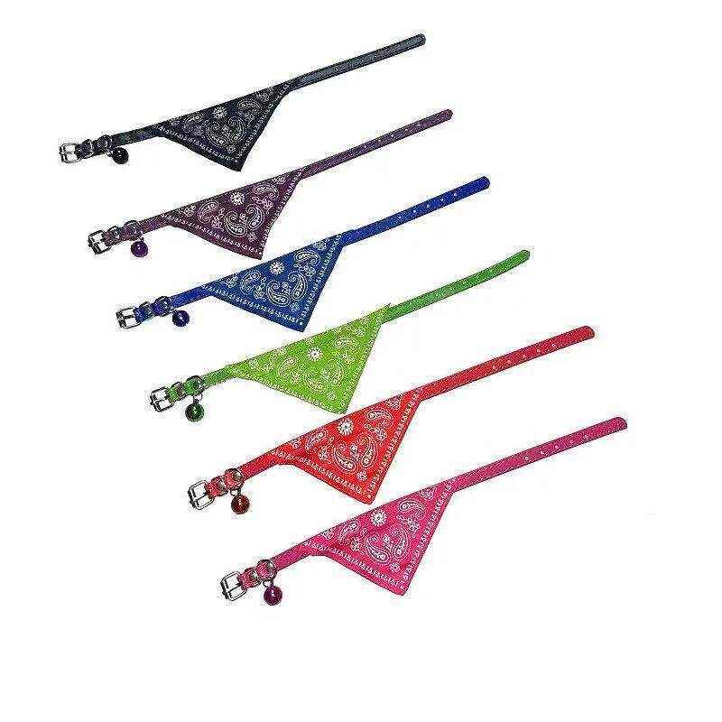 Adjustable Leather Collar with Stylish Dog Bandana Scarf