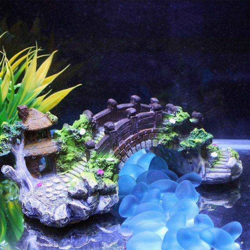Fish Aquarium Rocks Bridge Decoration Realistic Resin Ornament