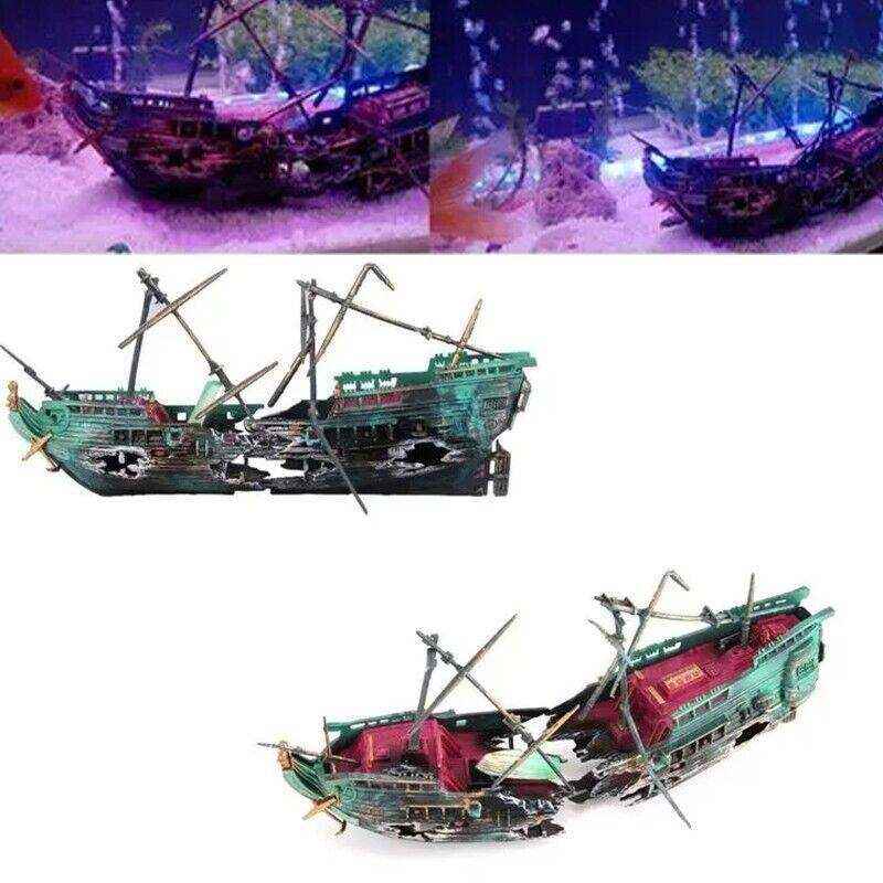 Split Wreck Ship Aquarium Decor