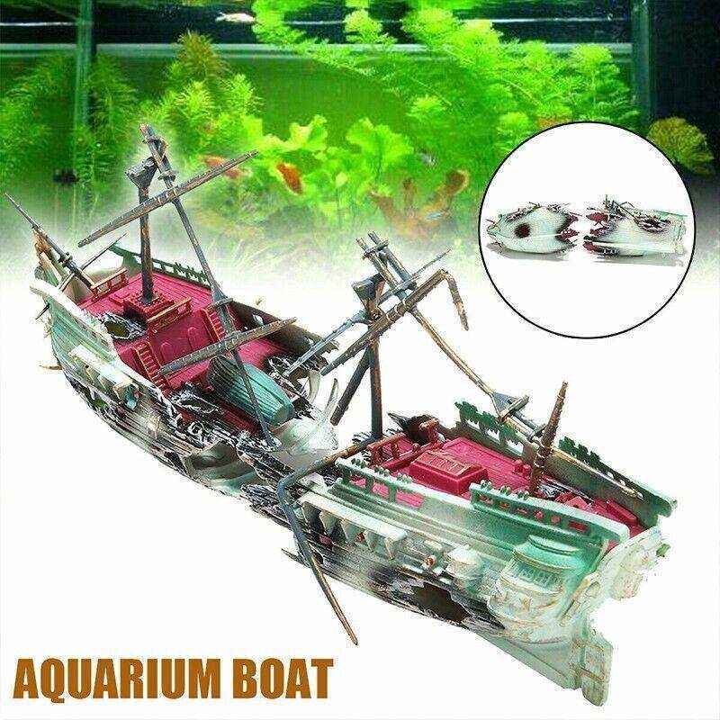 Split Wreck Ship Aquarium Decor
