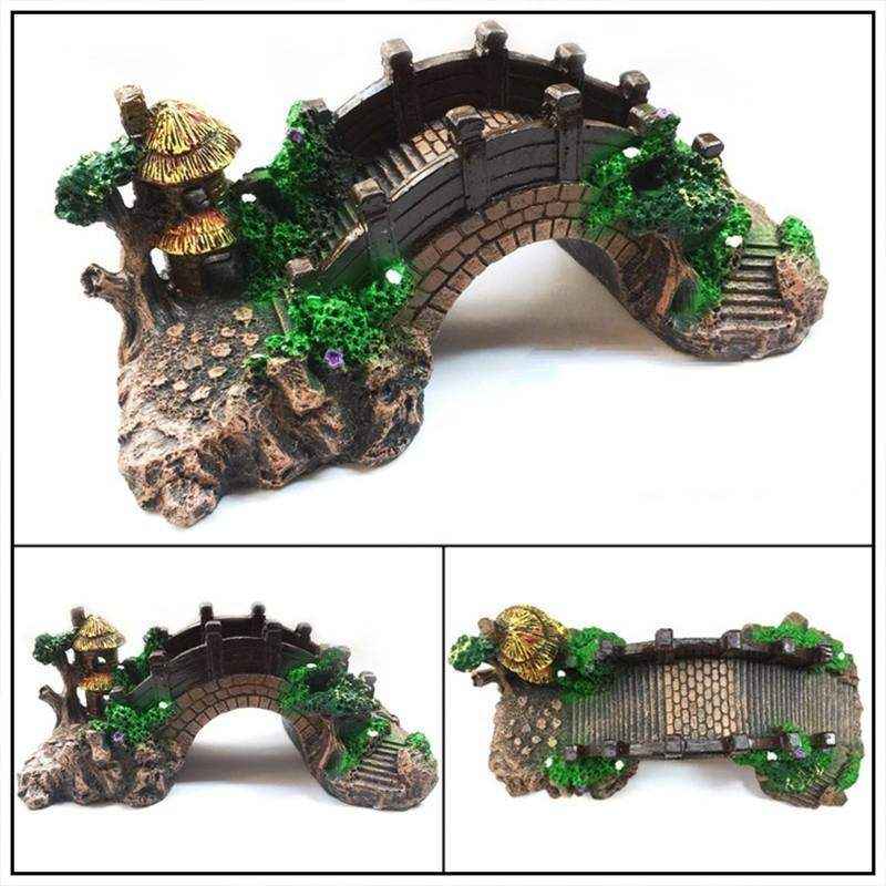 Fish Aquarium Rocks Bridge Decoration Realistic Resin Ornament