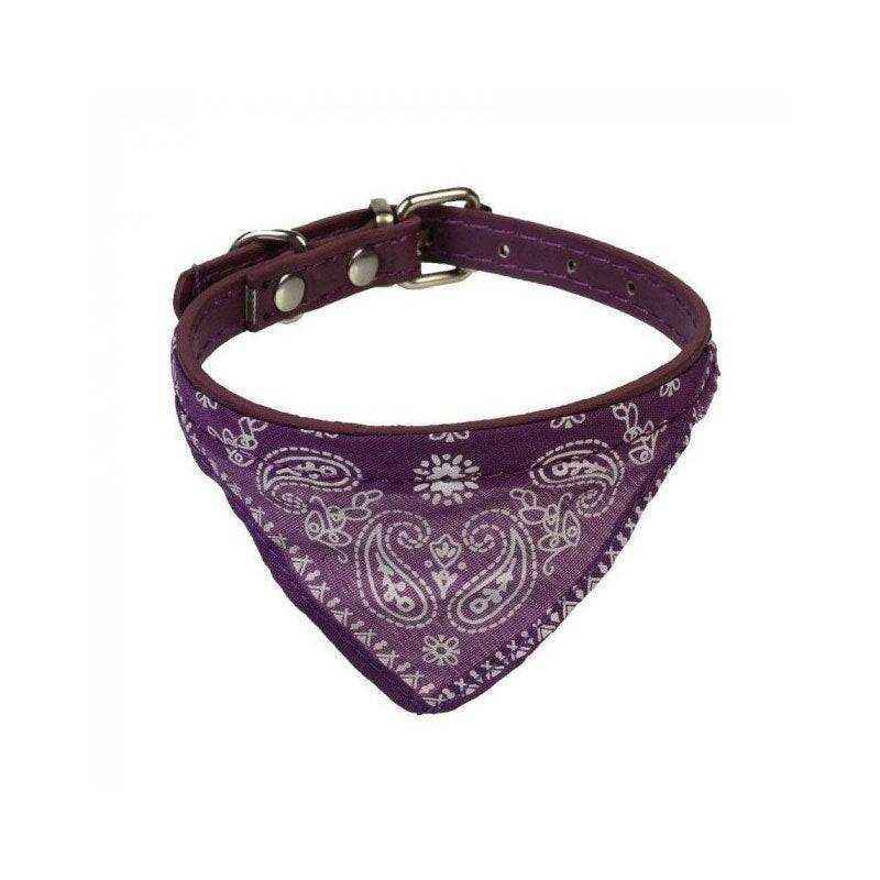 Adjustable Leather Collar with Stylish Dog Bandana Scarf