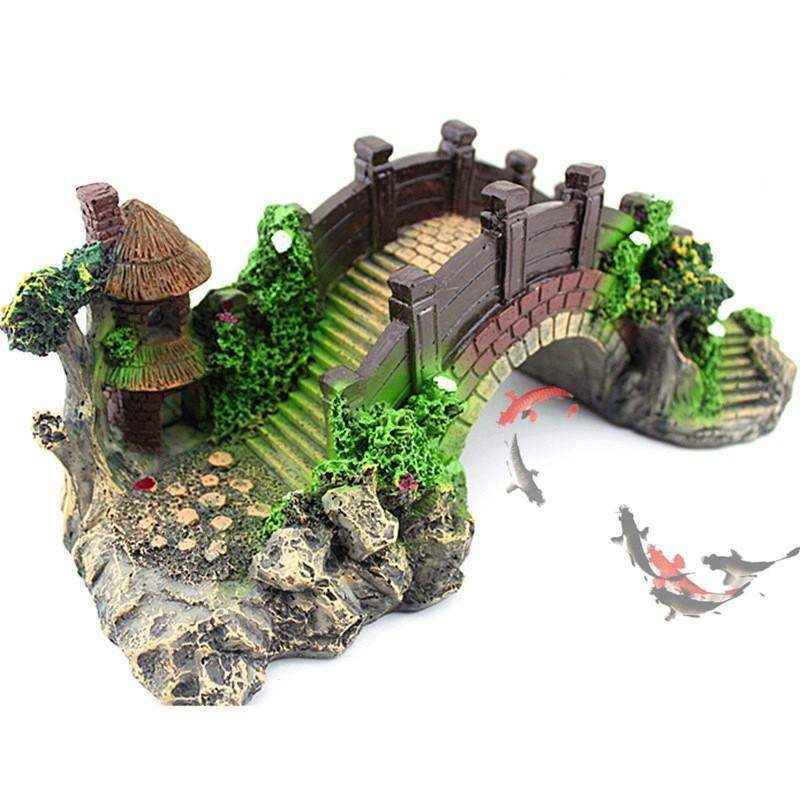 Fish Aquarium Rocks Bridge Decoration Realistic Resin Ornament