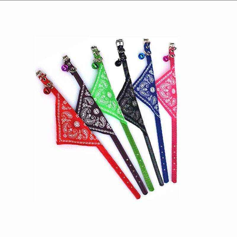 Adjustable Leather Collar with Stylish Dog Bandana Scarf