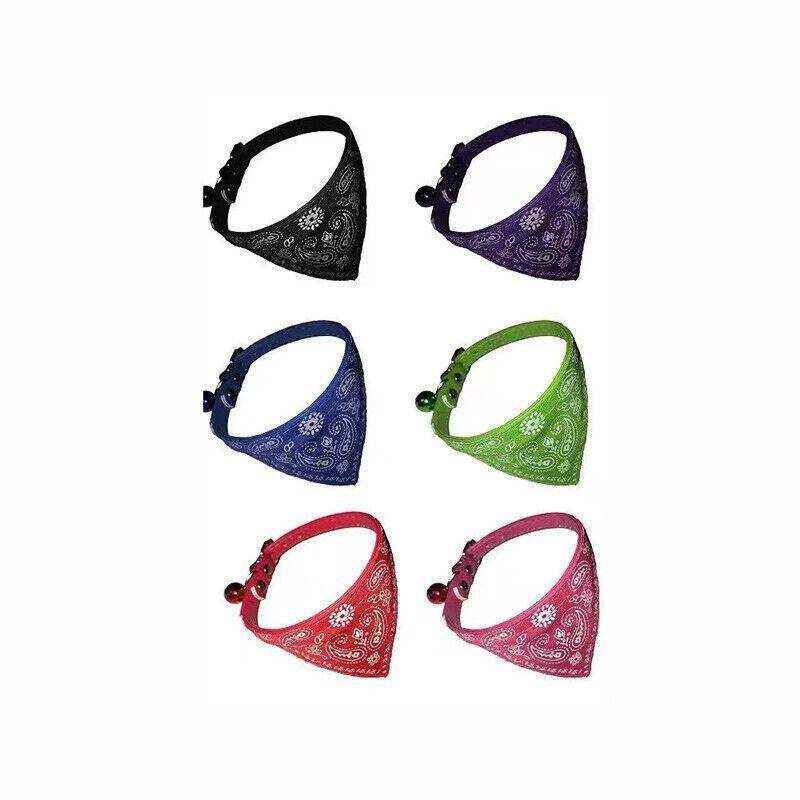 Adjustable Leather Collar with Stylish Dog Bandana Scarf