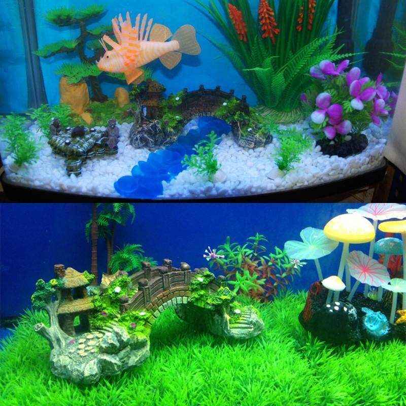 Fish Aquarium Rocks Bridge Decoration Realistic Resin Ornament