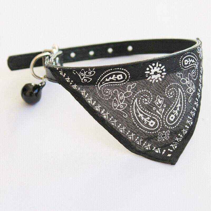 Adjustable Leather Collar with Stylish Dog Bandana Scarf