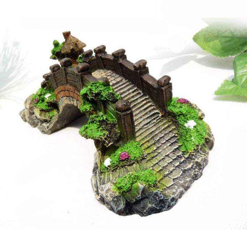 Fish Aquarium Rocks Bridge Decoration Realistic Resin Ornament