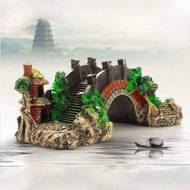 Fish Aquarium Rocks Bridge Decoration Realistic Resin Ornament