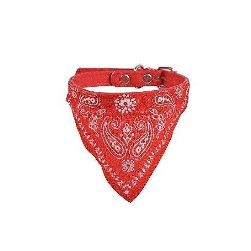 Adjustable Leather Collar with Stylish Dog Bandana Scarf