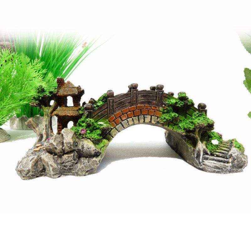 Fish Aquarium Rocks Bridge Decoration Realistic Resin Ornament