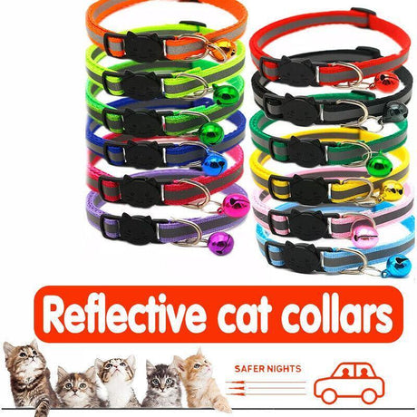 Pet Collar With Reflective Stripe 12 Colours