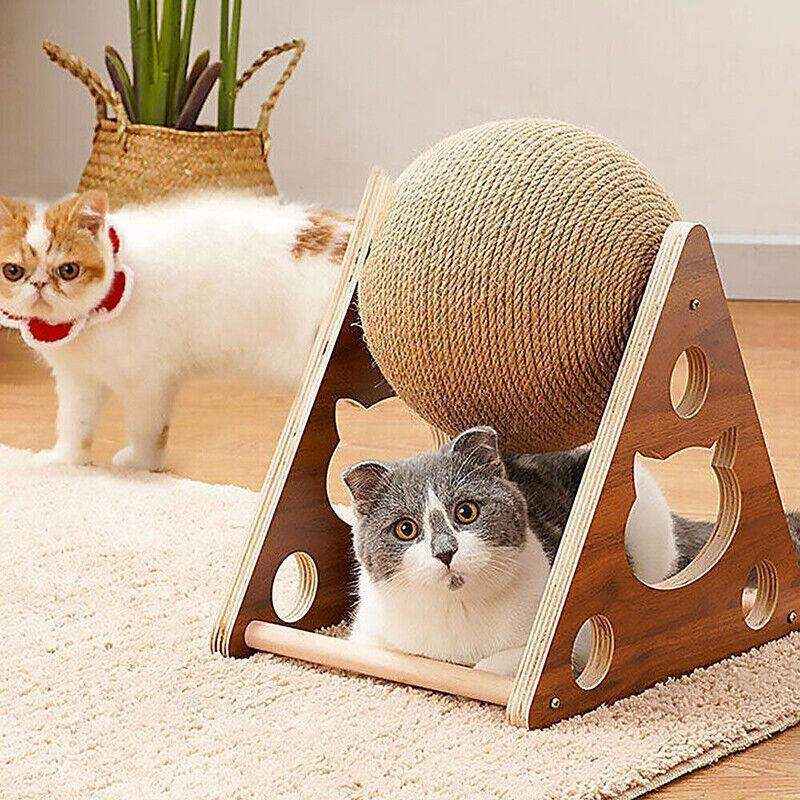 High-quality cat scratching post with natural sisal ball