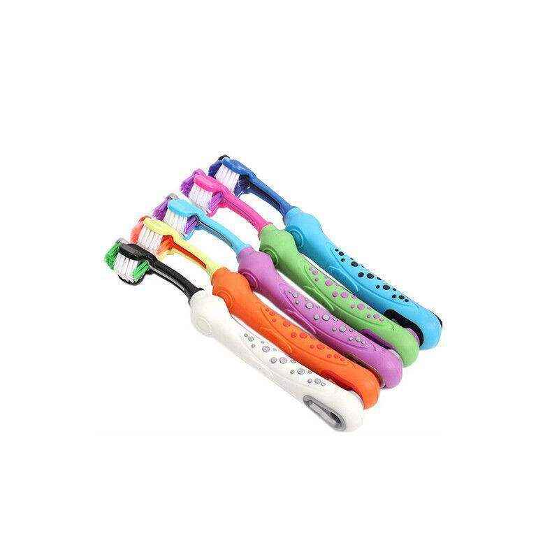 Three-Head Cleaning Tool for Pets with Soft Dog Toothbrush Design