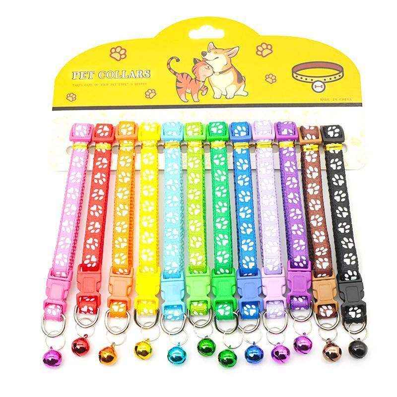 Adjustable Pet Collar Set 12pcs Assorted Puppy ID Collars with Bell