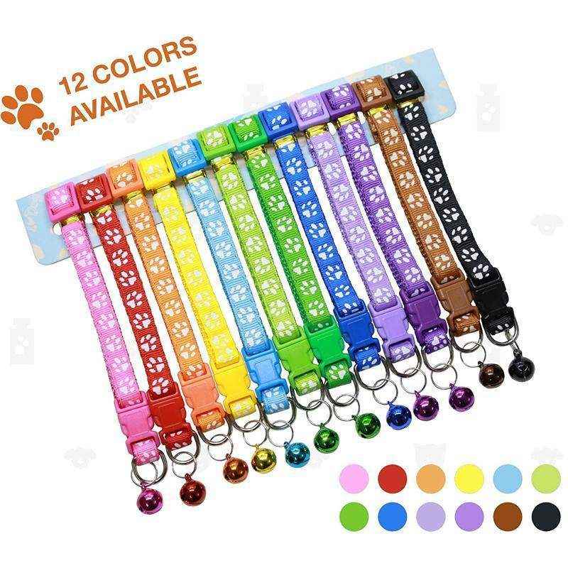 Adjustable Pet Collar Set 12pcs Assorted Puppy ID Collars with Bell