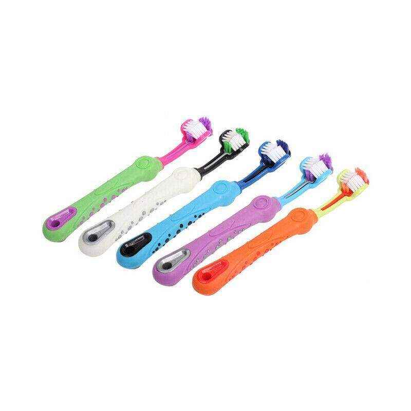 Three-Head Cleaning Tool for Pets with Soft Dog Toothbrush Design