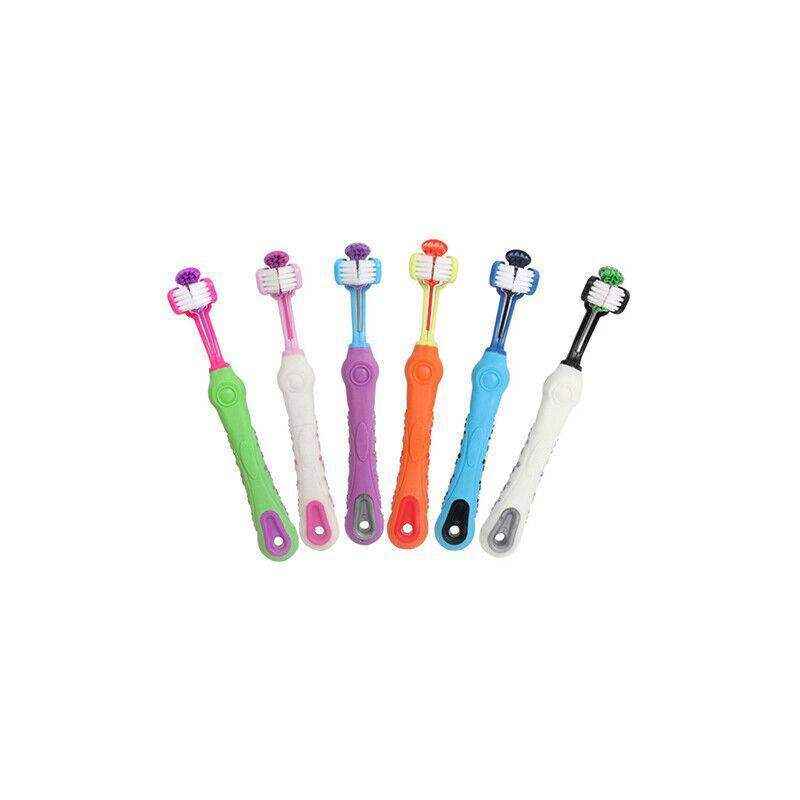 Three-Head Cleaning Tool for Pets with Soft Dog Toothbrush Design