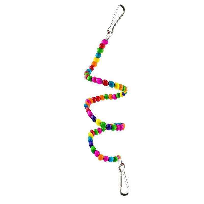 Colorful Hanging Bird Toy Set with Bells and Ladder Parrot Cage Toys