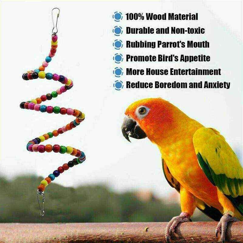 Colorful Hanging Bird Toy Set with Bells and Ladder Parrot Cage Toys