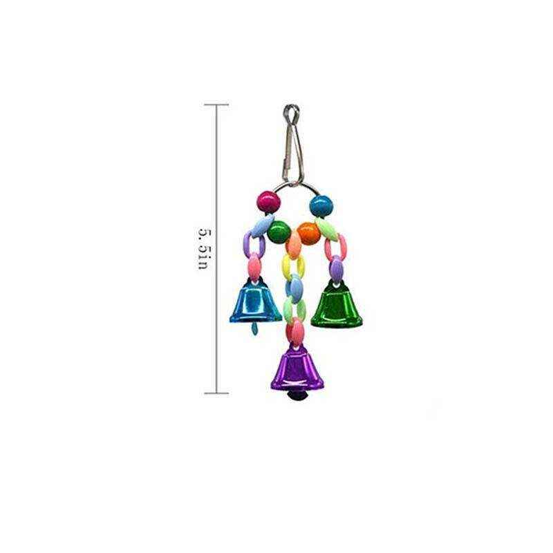 Colorful Hanging Bird Toy Set with Bells and Ladder Parrot Cage Toys