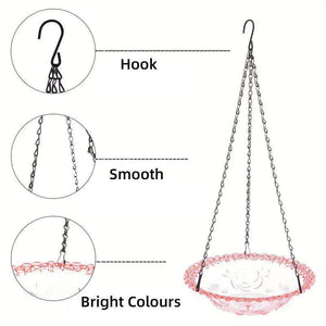 Hanging Glass Bird Feeder Decorative Outdoor Bird Feeding Bowl with Metal Chain
