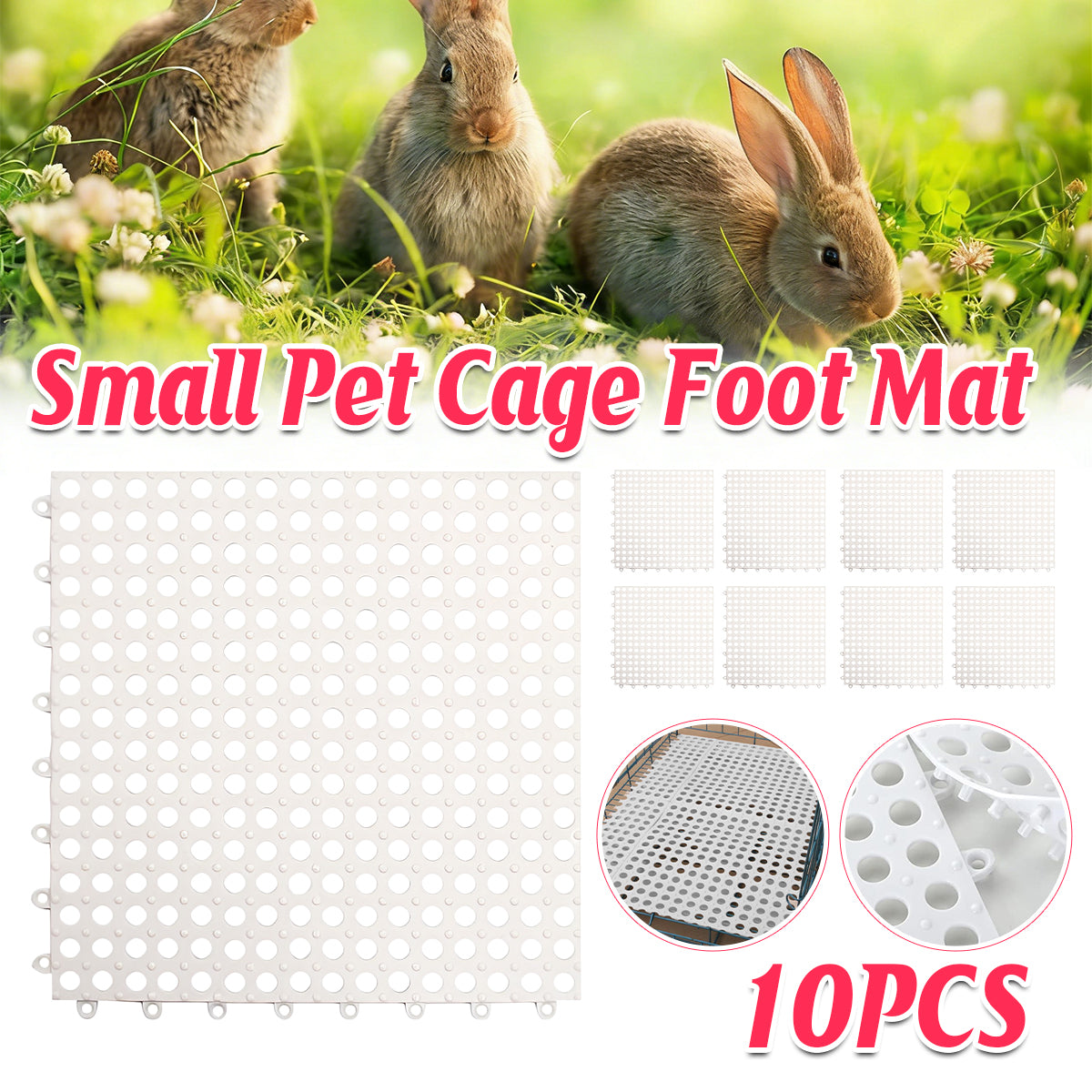 Interlocking Rabbit Cage Floor Mat Small Pet Cage Flooring Tiles