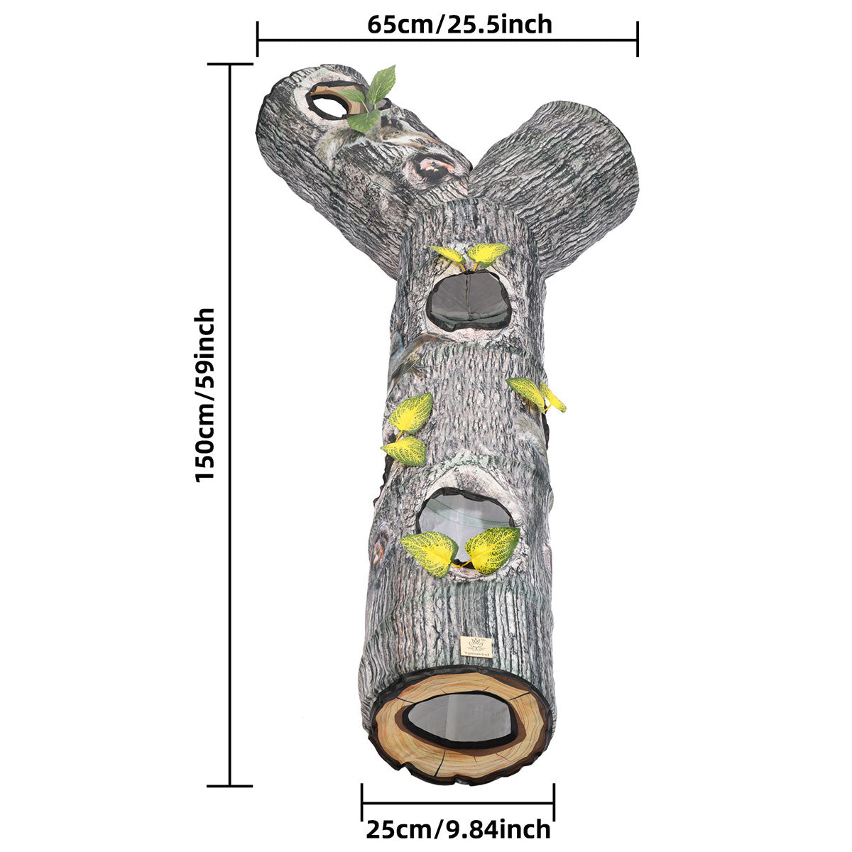 Y-Shaped Tree Trunk Cat Tunnel for Indoor & Outdoor Pet Play