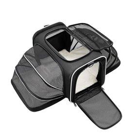 Black extended cat carrier bag with mesh ventilation – product view 15