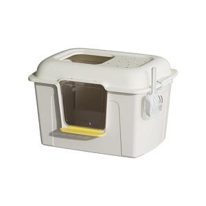 Spacious Enclosed Cat Litter Box With Dual Entry & Scoop
