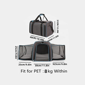 Cat Carrier Bag - Expandable Travel Pet Bag (48x30x31cm)