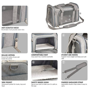 Pet Travel Bag - Foldable Breathable Cat & Dog Carrier (50cm)
