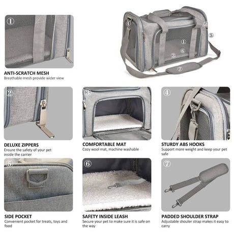 Foldable 50cm pet carrier bag for cats and small dogs – product view 6