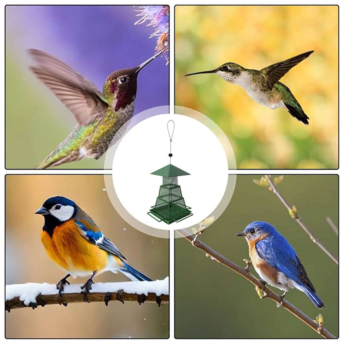 Retractable Outdoor Bird Feeder - Extendable Hanging Metal Bird Feeder for Garden