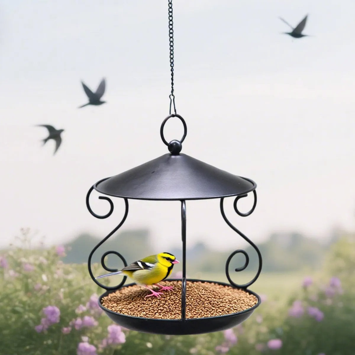 Hanging Metal Bird Feeder for Outdoor Garden & Wild Birds