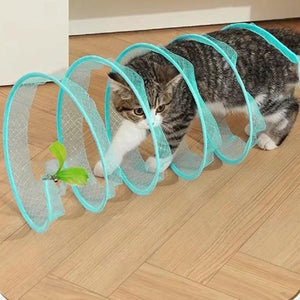 Interactive S-Shaped Cat Tunnel Toy for Indoor Play and Exercise