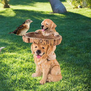 Resin Bird Feeder Birdbath Statue - Outdoor Garden Decor with Animal Design